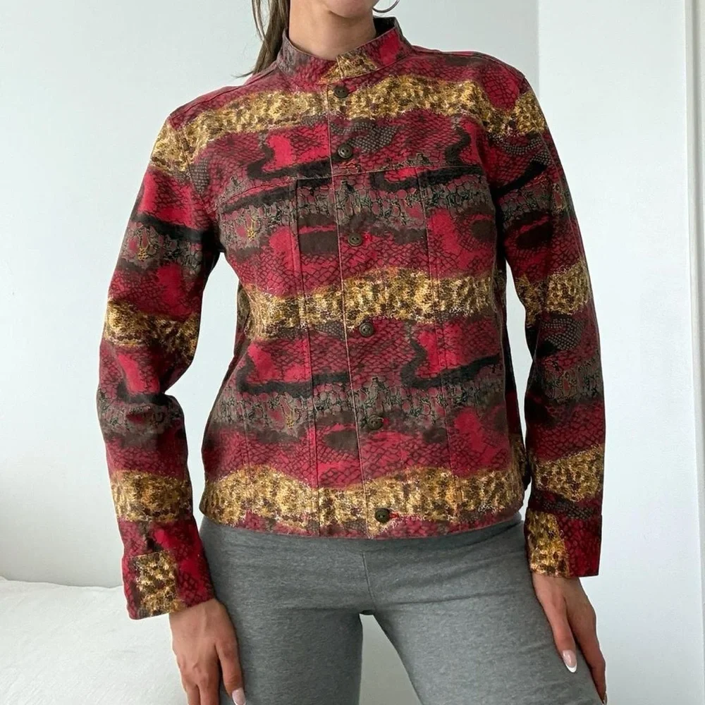 Vintage Chico’s Snakeskin Print Boho Jacket